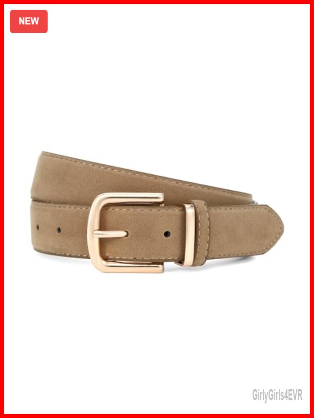Women's Suede Faux Leather Chunky Belt with Gold Buckle